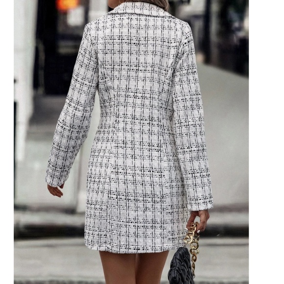 Classic Plaid Print Double Button Jacket Coat - Picture 5 of 10